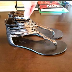 Elizabeth and James Blaze Gladiator Sandals Bronze Leather Shoes